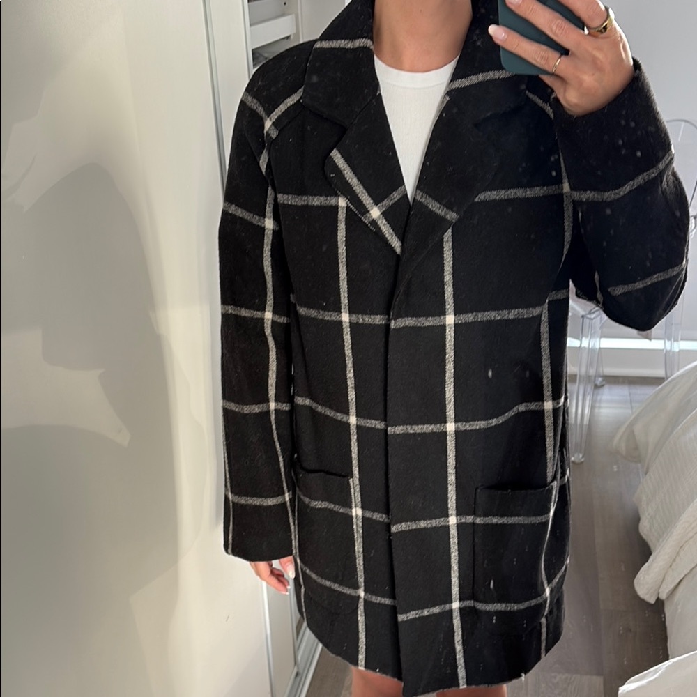Black and White Checkered Women’s Coat